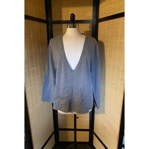 Gray Long V-Neck Sweater